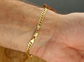 Męska złota bransoletka 375 pancerka 5 mm – duże oczka, 22 cm, pełne ogniwa zapięcie.jpg